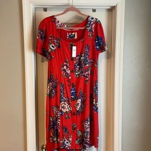Maeve Red Floral Button-Down Dress